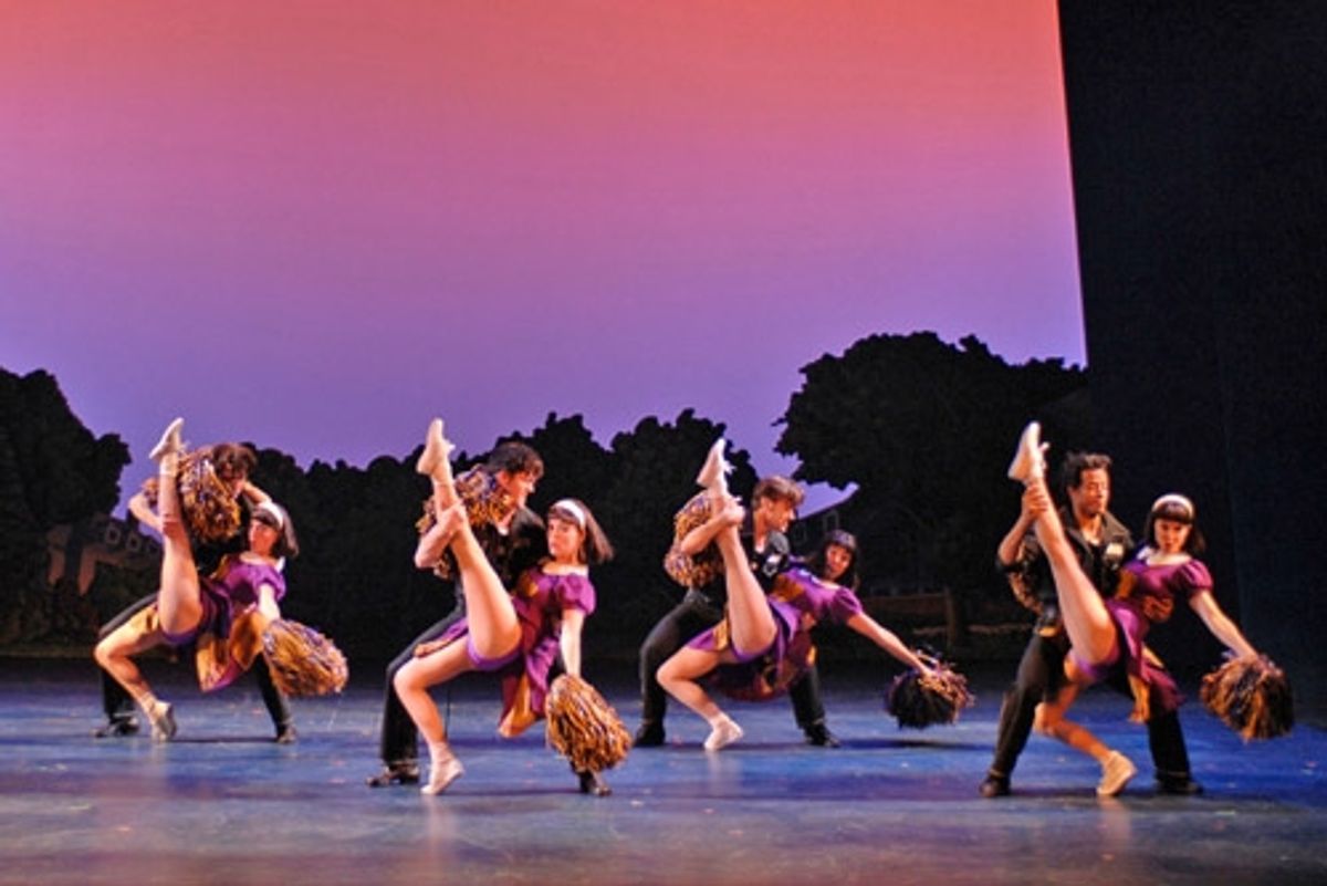 Ensemble members l-r: Charlie Sutton, Ashley Amber, Spencer Liff, Cameron Adams, Eric Sciotto, Mayumi Miguel, Eric L. Christian, Allison Spratt at 