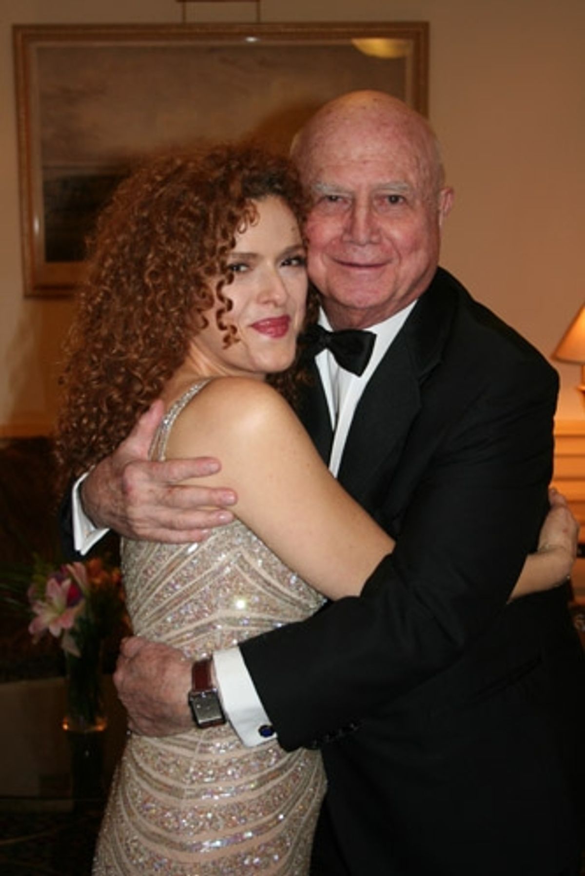 Bernadette Peters and Recipient of the Joan Warburg Humanitarian Award Gerald Schoenfeld (Board Chairman of the Shubert Organization and the Shubert Foundation at 
