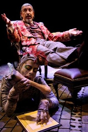 Karen Eleanor Wight as Toadpipe and Max McLean as Screwtape Photo