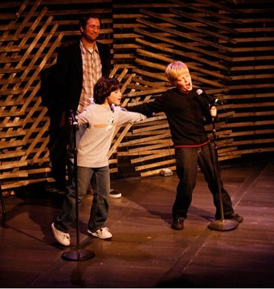 Trevor Braun and Sean Gilbert perform the final scene of The Farnsworth Invention Photo