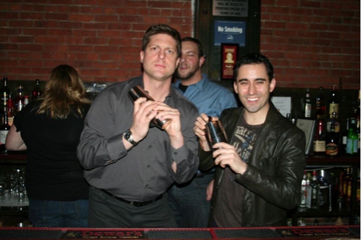 Christopher Sieber and John Lloyd Young at Celebrity Bartending Night