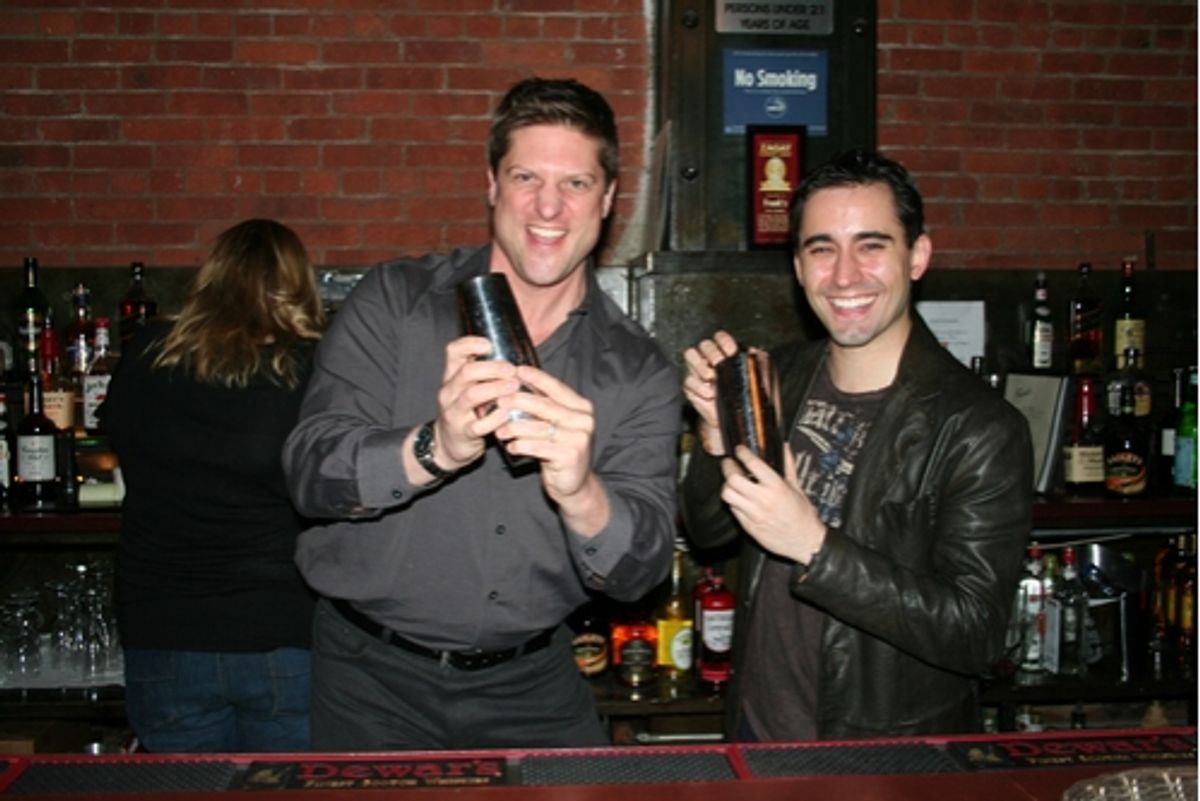 Christopher Sieber and John Lloyd Young at Celebrity Bartending Night