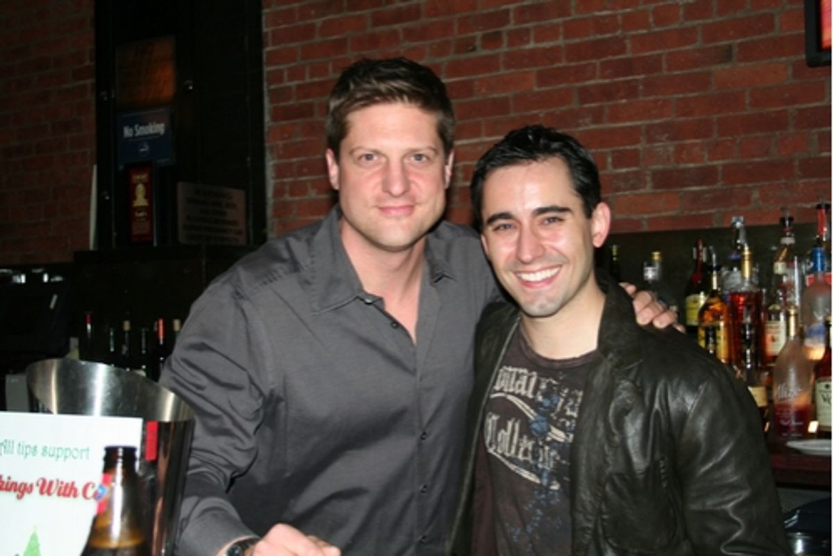 Christopher Sieber and John Lloyd Young at Celebrity Bartending Night