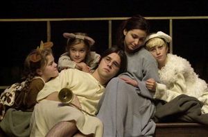 The stable animals, Cow (far left, Eileen Kinnane), Mouse (left center, Patricia Kinn Photo