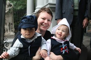 Kai Dreicer, Flying Fig Theater Co-Artistic Director and mom Heather Ondersma and Alu Photo