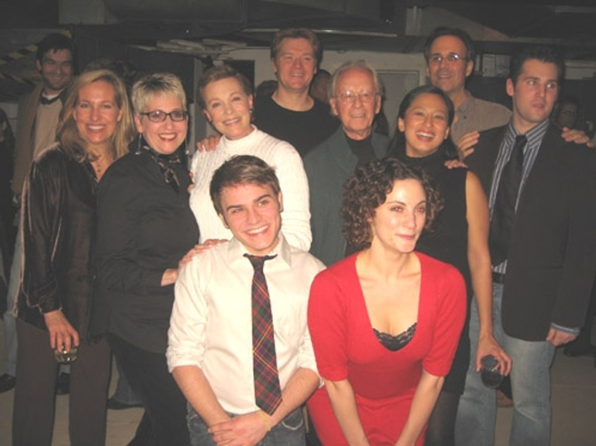The cast with Emma Walton Hamiton, Julie Andrews, John Buccchino, Ian Fraser, Marcia Milgrom Dodge at 'Simeon's Gift' at Bay Street