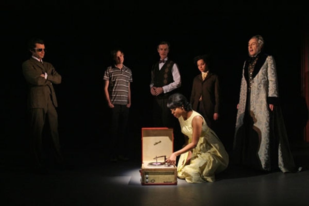 l-r: Michael Crane, Tobias Segal as The Young Man, Tom Nelis, de'Adre Aziza, Laura Heisler as King Ludwig II and David Chandler as Richard Wagner at 
