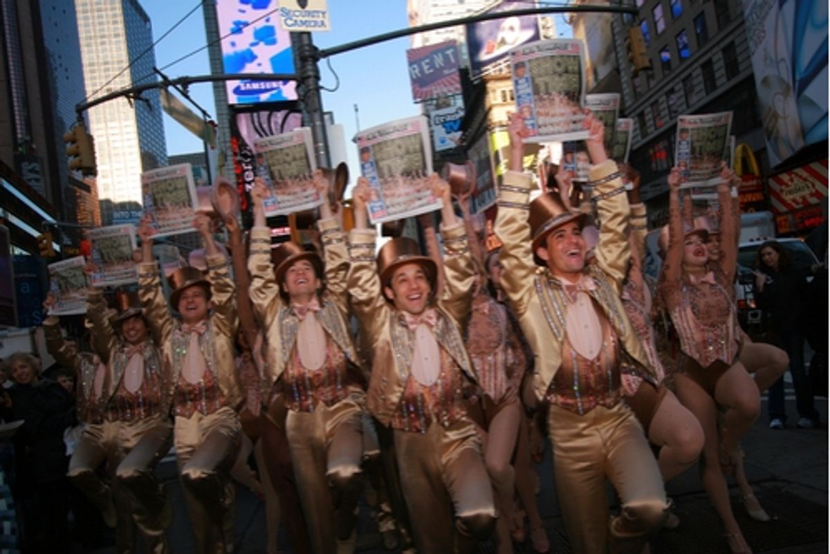 Michael Gruber, Paul McGill, Jeffrey Schecter, Bryan R. Knowlton and Natalie Cortez with the cast of A Chorus Line! at 