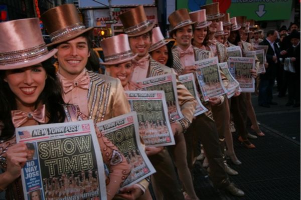 Read the headlines with Melissa Lone, Will Taylor and the rest of the cast Photo