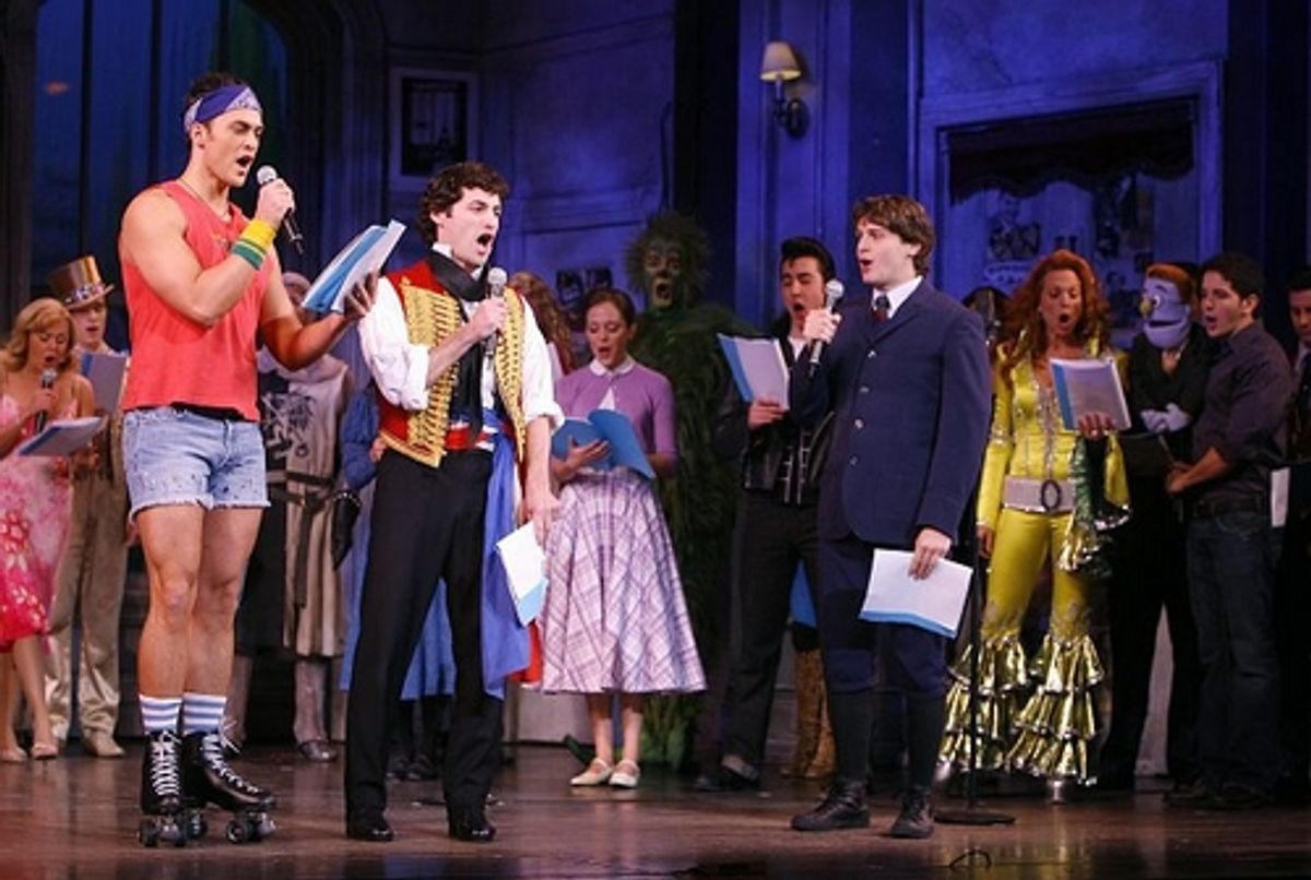 l-r: Cheyenne Jackson, Max von Essen and Jonathan Groff at 