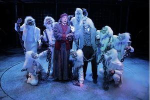 David Edwards (Scrooge) Gary Troy (Marley) and Spirits performing "Welcome to the Cha Photo