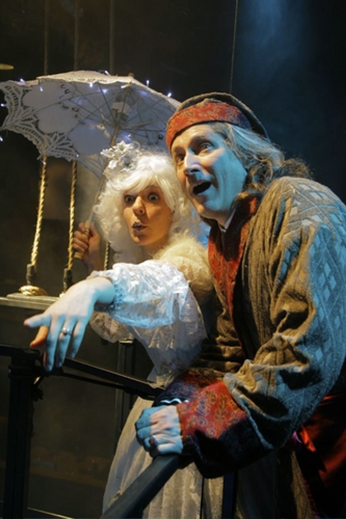 Christine DiTota (Ghost of Christmas Past) and David Edwards (Scrooge) at 