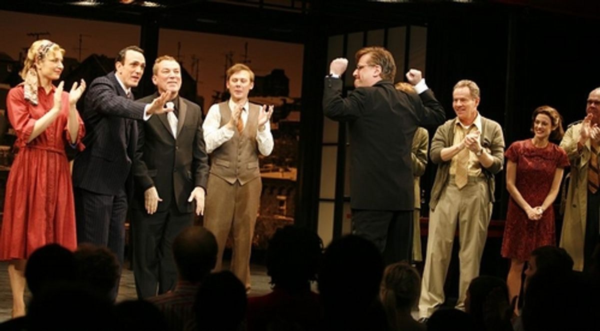 Aaron Sorkin with Hank Azaria, Des McAnuff, Jimmi Simpson and the company at 