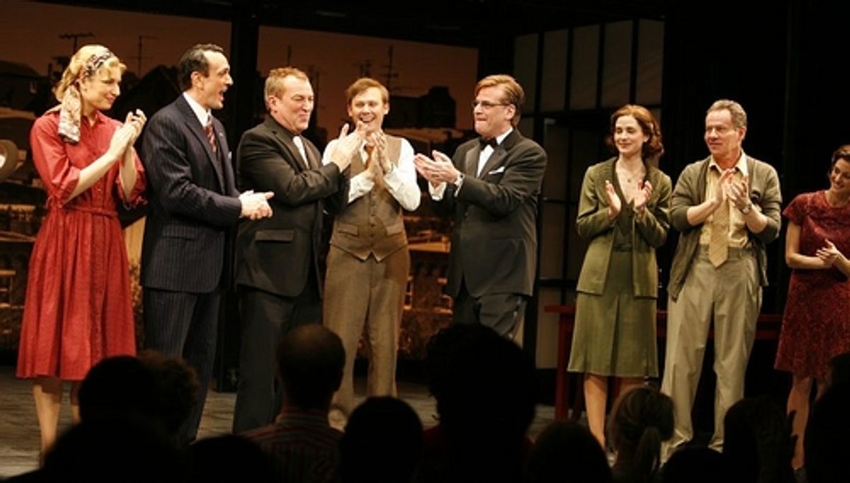 Aaron Sorkin with Hank Azaria, Des McAnuff, Jimmi Simpson and the company at 