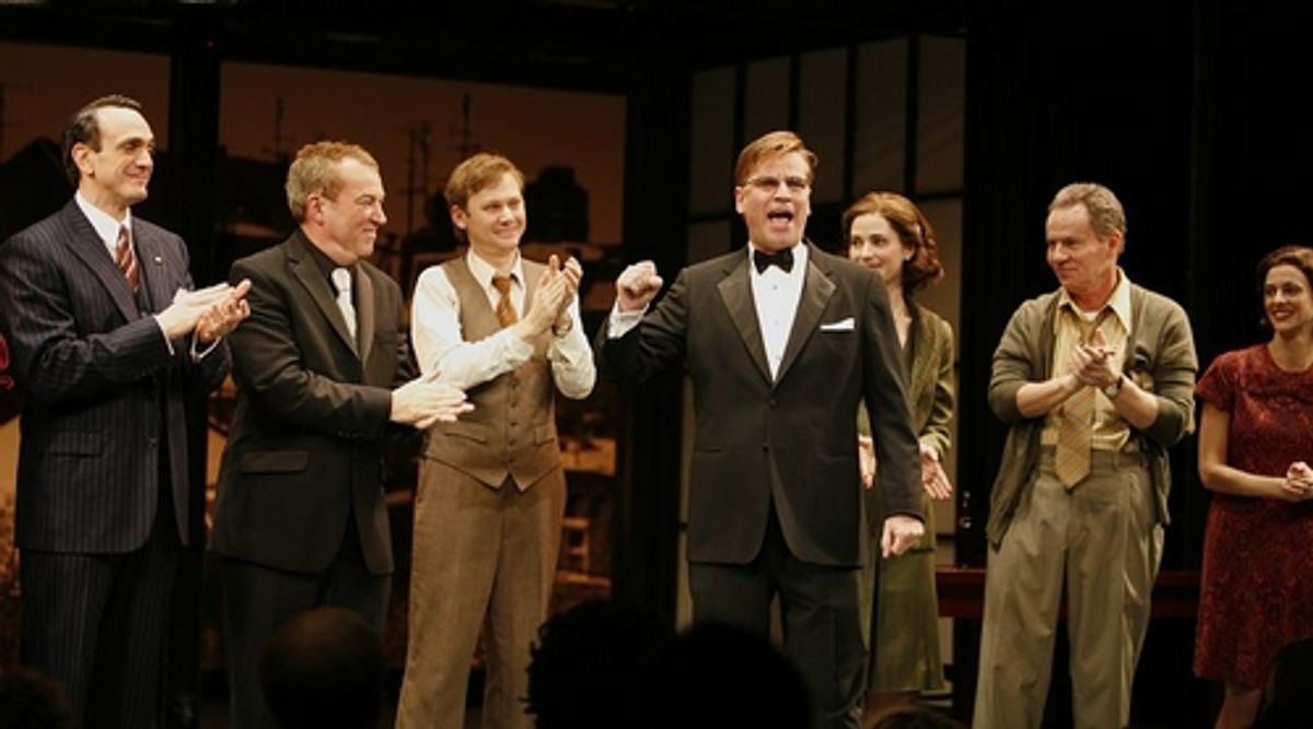 Aaron Sorkin with Hank Azaria, Des McAnuff, Jimmi Simpson and the company at 