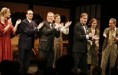 Aaron Sorkin with Hank Azaria, Des McAnuff, Jimmi Simpson and the company Photo