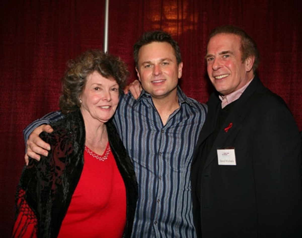 Actors Funds Chairman of the Western Council and national trustee Jomarie Ward and Driector of Special events David Michaels with Sam Harris at 