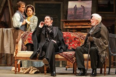 l-r: Norbert Leo Butz, Jenn Gambatese (Mary Leroux), Byron Jennings (Bastien Andre) a Photo