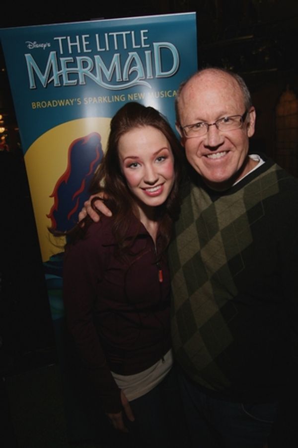 Sierra Boggess (Ariel) with Glen Keane, original animator for Ariel Photo