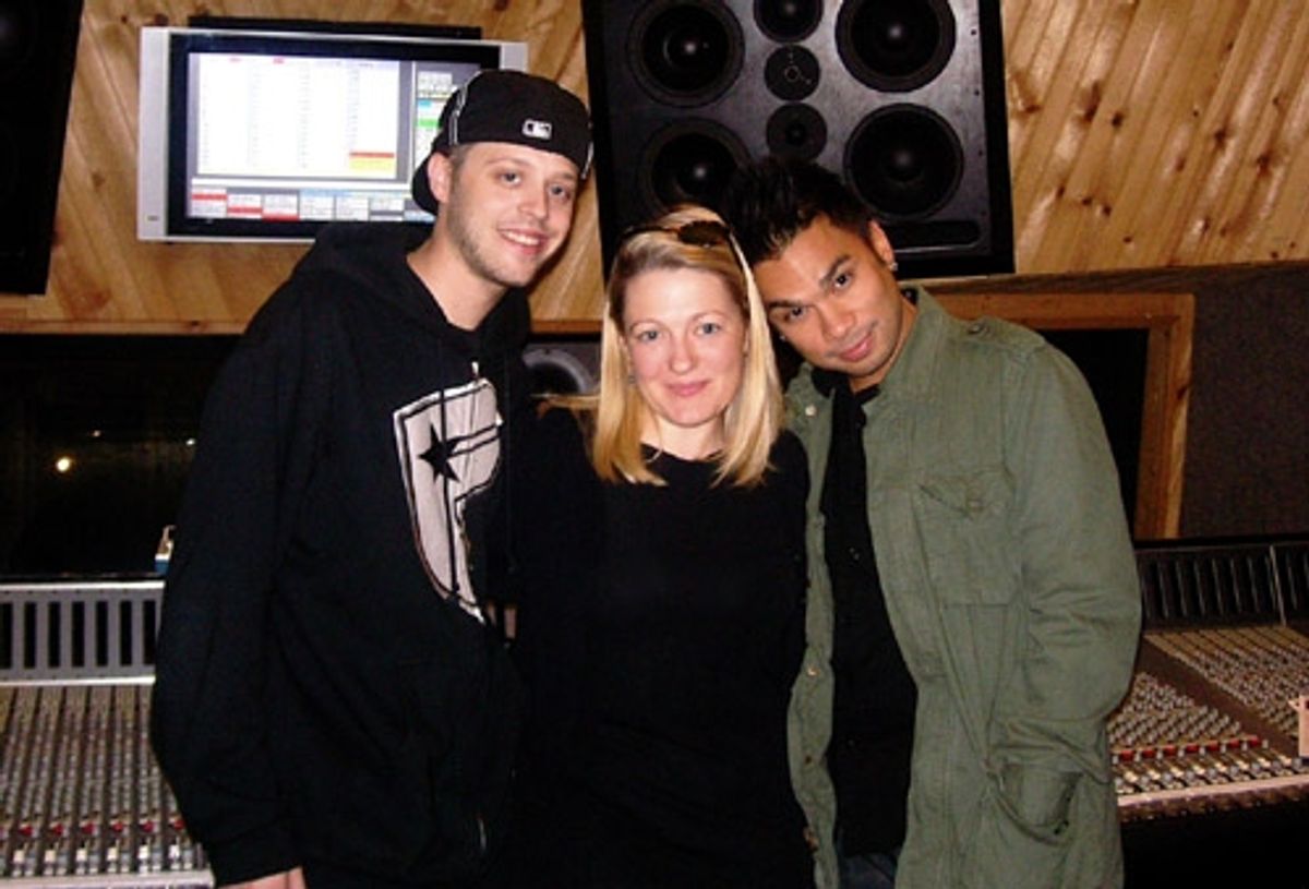 Assistant engineer Josh Horn, Lynn Pinto and Andros Rodriguez at 