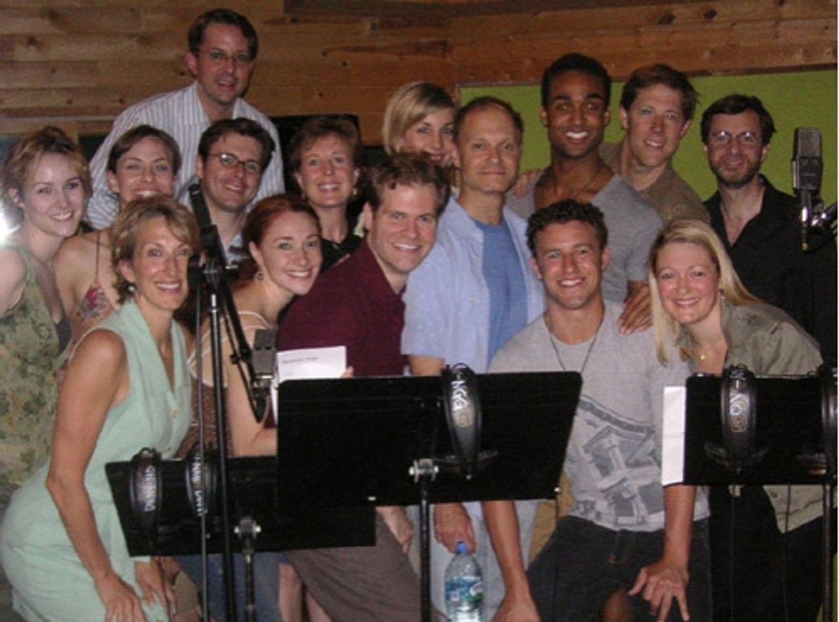 The cast of Curtains with David Hyde-Pierce (center) and Producer Lynn Pinto (bottom-right) at 