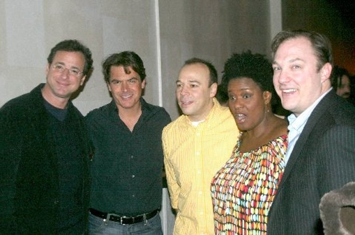 l-r: Bob Saget, Troy Britton Johnson, Danny Burstein, Kecia Lewis-Evans and Patrick Wetzel
 at 