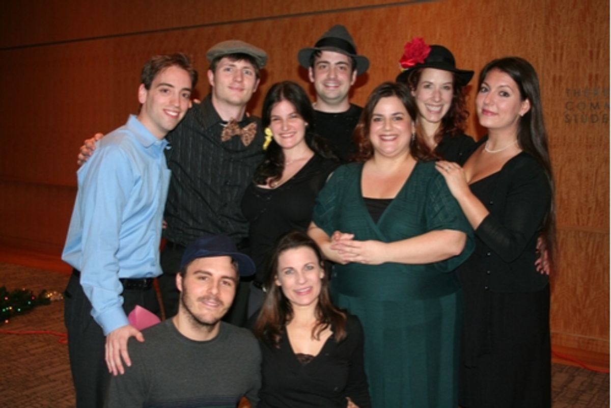 Accompianist Daniel Fischer (far left), Alexendra Hastings and Diana Basmajian (far right) along with cast members; Robert Patrick Allen, Mark Cajiagao, Lawrence George, Betsy Sanders, Jane Tarica and Danielle Treuberg at 