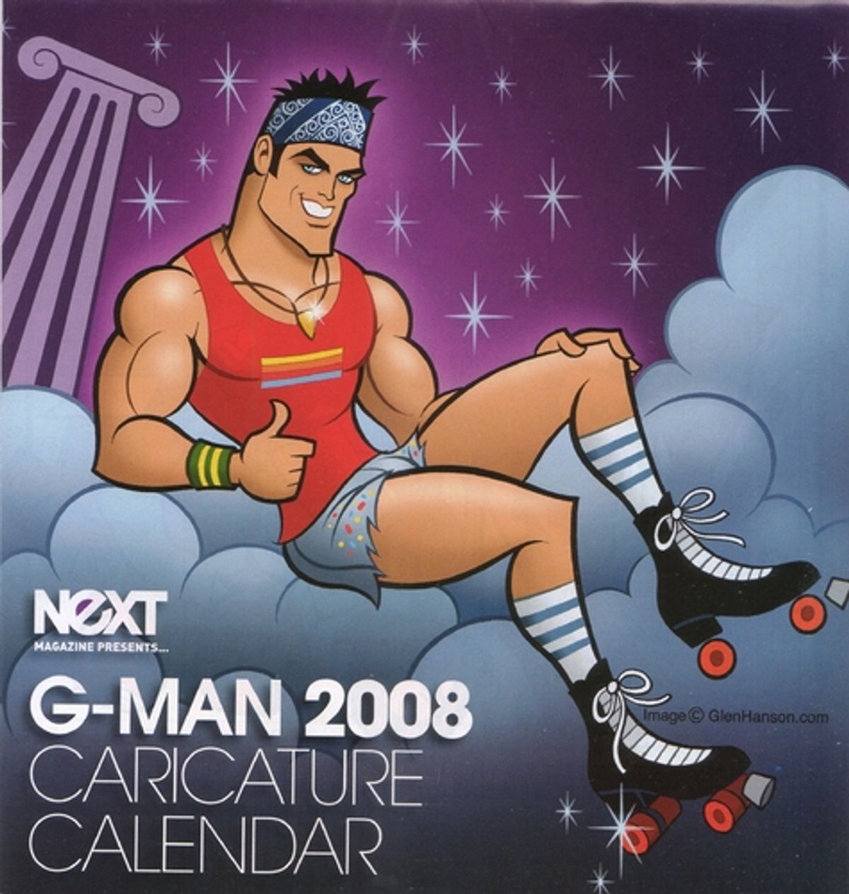 Sponsor Next Magazine G-Man's Calender cover depicts Cheyenne Jackson as Sonny from Xanadu on Broadway at 