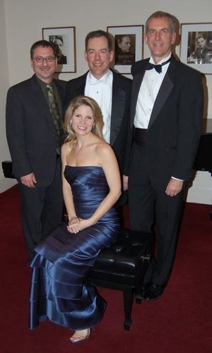 (Clockwise from left) NYCGMC executive director David Edelman, music director Charles Beale with guest stars Robert Osborne and Kelli O'Hara @ BroadwayWorld (Clockwise from left) NYCGMC executive director David Edelman, music director Charles Photo