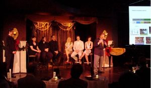 Robert R. Blume discussing Production Timeline in front of Angels company at Le Chat Noir in New Orleans @ BroadwayWorld Robert R. Blume discussing Production Timeline in front of Angels company at Le Chat Photo