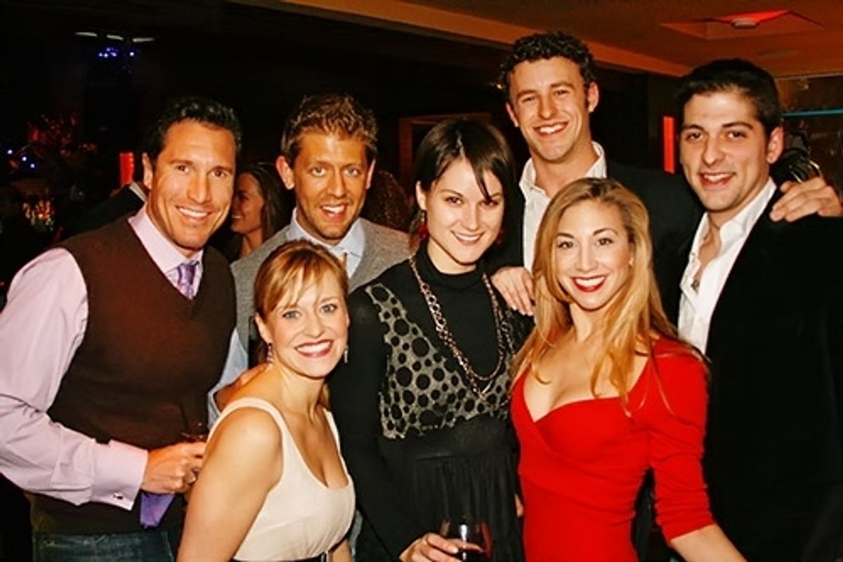 Cast Members of Curtains (l-r): Matt Farnsworth, Megan Sikora, Jennifer Dunne, Christopher Spaulding, Lorin Latarro and guests
 at 