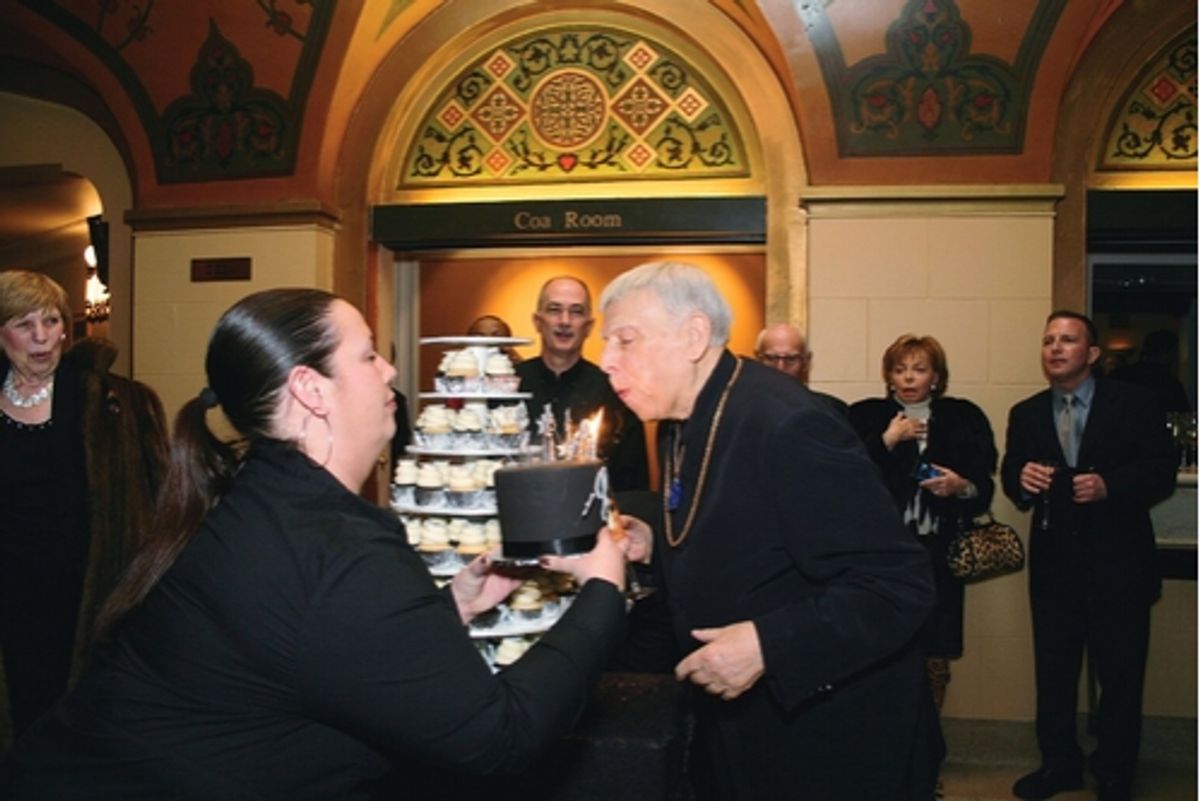 Birthday cake: Amadea Edwards of the Alvin Ailey American Dance Theater, and Paul Szilard at Paul Szilard Celebration at City Center