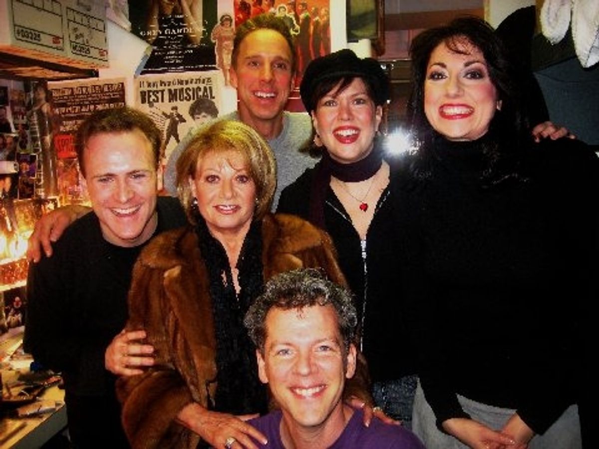 l-r: Jared Bradshaw, Elaine Paige, David Caldwell, Michael West, Valerie Fagan (performer) and Gina Kreiezmar (Performer/Understudy) at 