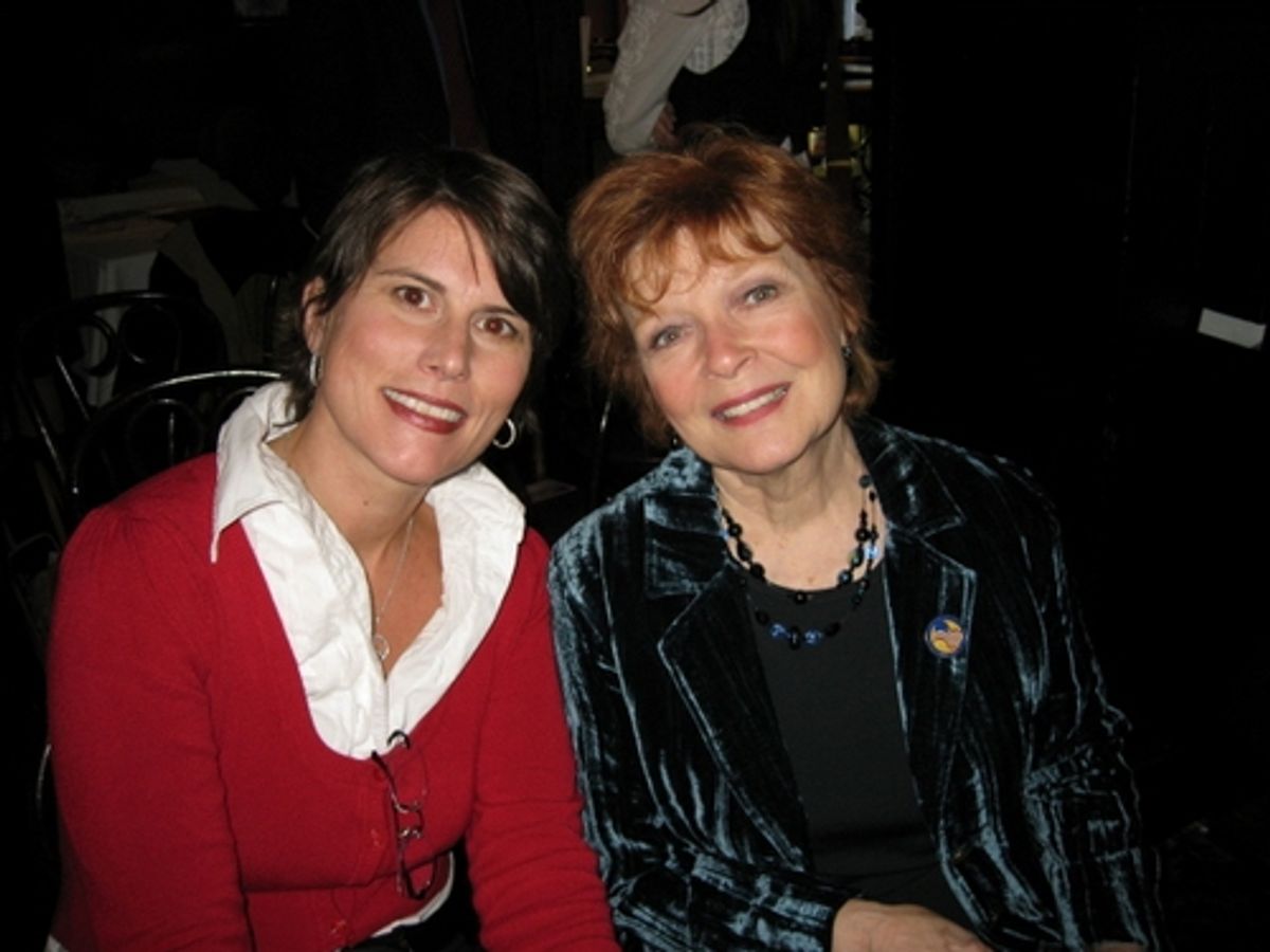 l-r: Actresses Donna Moore and Anita Gillette at Sardi's for Patriotism Award presentation to Sardi's Sean Ricketts at Sardi's Restaurant Receives Patriotism Award