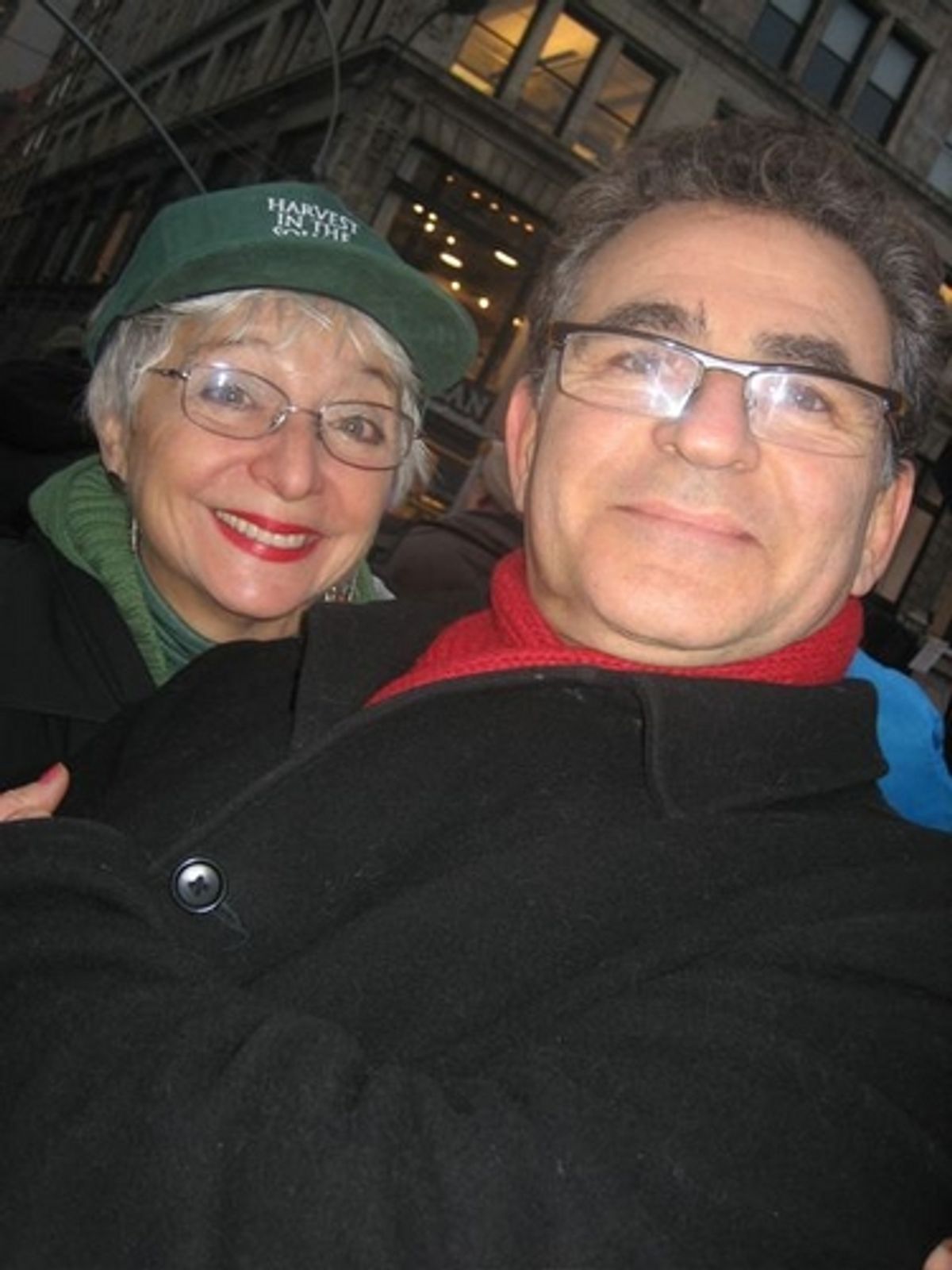 Maria Didia (Coordinator of the Off-Broadway stage at the Holiday Market in Union Square) and Paul Kreppel (My Mother's Italian, My Father's Jewish & I'm in Therapy) at 