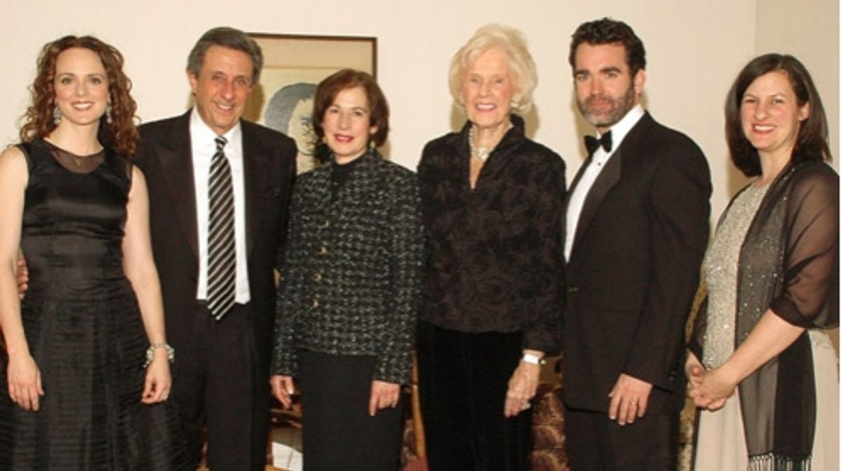 Honoree, Claudia Caruso Rouhana, Honorary Chair, Lillian McCormick with Melissa Errico, NBC 4 Sportscaster, Len Berman, Brian D'Arcy James and Landmark's Executive Director, Sharon Maier-Kennelly at 