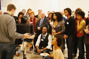 David Korins explains the concept for the set
 Photo