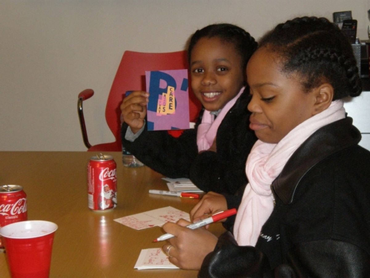Ruby Crawford and Jenny Mollet (The Color Purple) at Broadway Kids Care Valentine's Day Activities