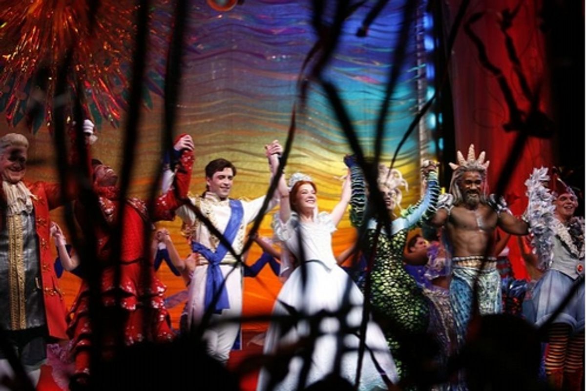 l-r: Jonathan Freeman, Tituss Burgess, Sean Palmer, Sierra Boggess, Sherie Rene Scott, Norm Lewis and Eddie Korbich
 at 