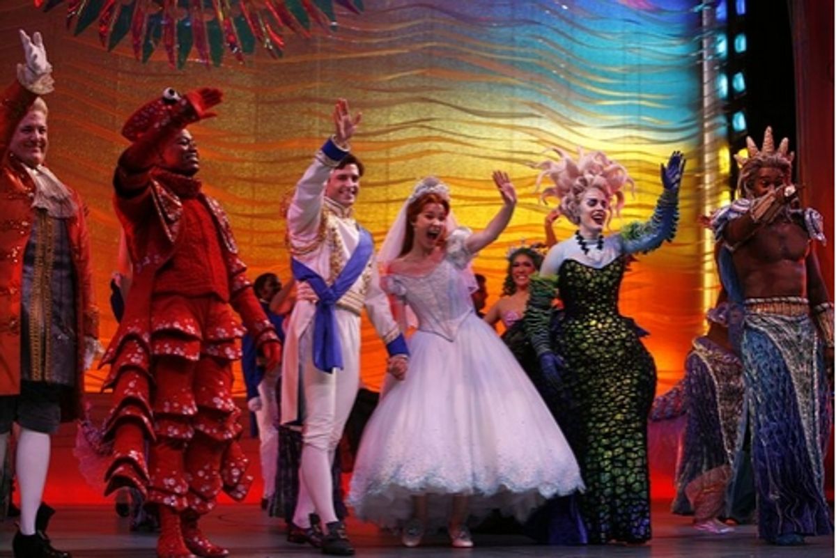 l-r: Jonathan Freeman, Tituss Burgess, Sean Palmer, Sierra Boggess, Sherie Rene Scott and Norm Lewis
 at 