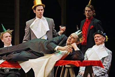 Mark Rylance with Jim Lichtscheidl, Jonas Goslow, Tyson Forbes and Richard Ooms
 Photo