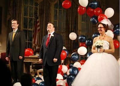 Dylan Baker, Nathan Lane and Laurie Metcalf
 Photo