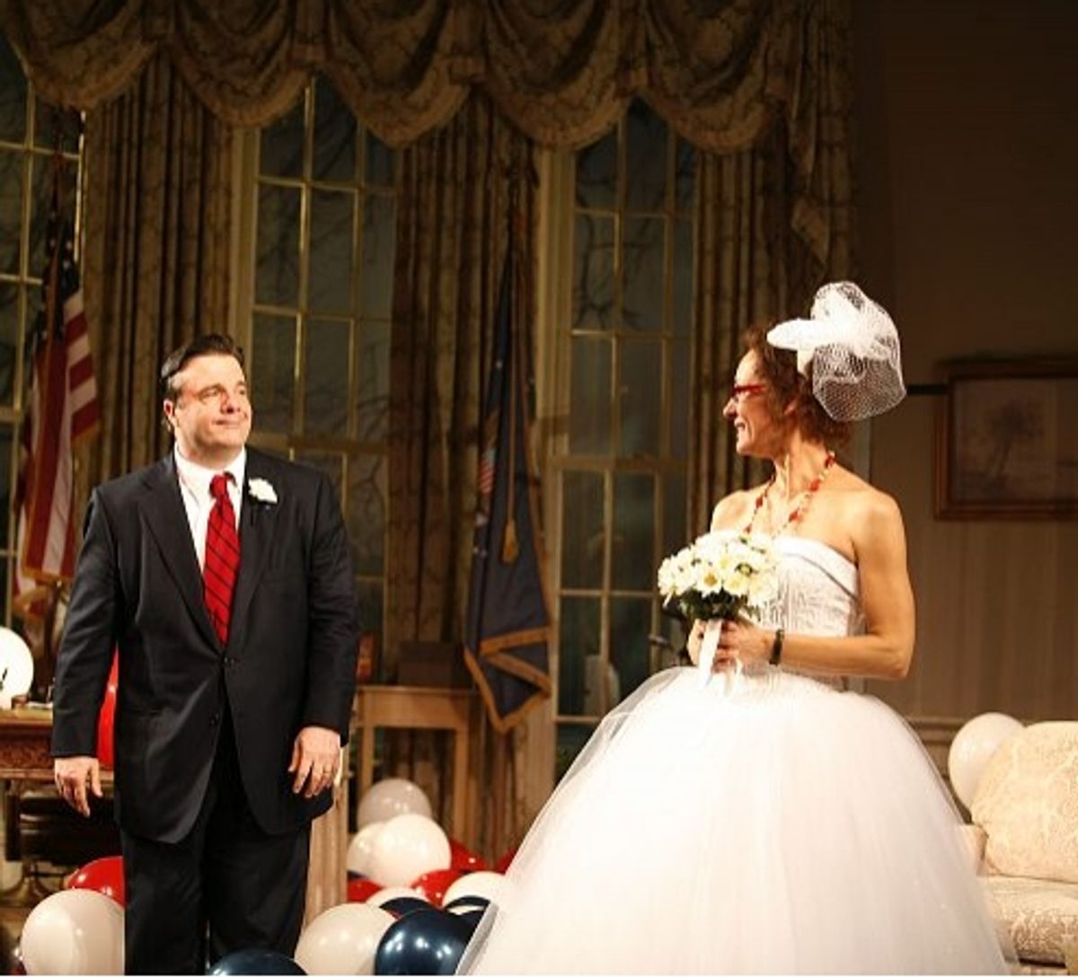 Nathan Lane and Laurie Metcalf at 'November' Opening Night Curtain Call & Party
