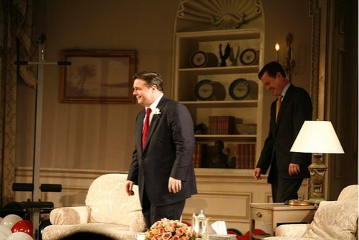 Nathan Lane and Dylan Baker at 'November' Opening Night Curtain Call & Party