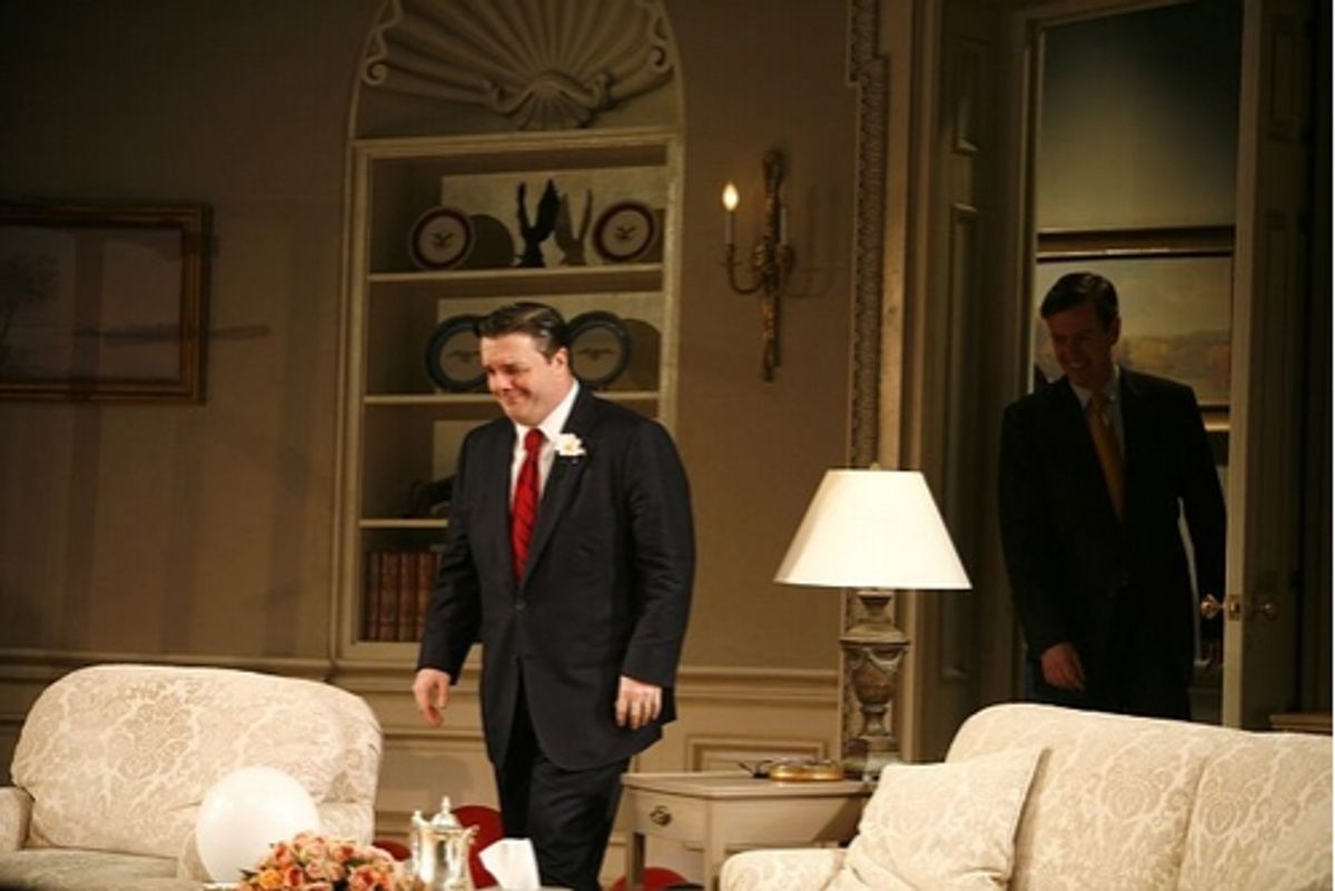 Nathan Lane and Dylan Baker at 'November' Opening Night Curtain Call & Party