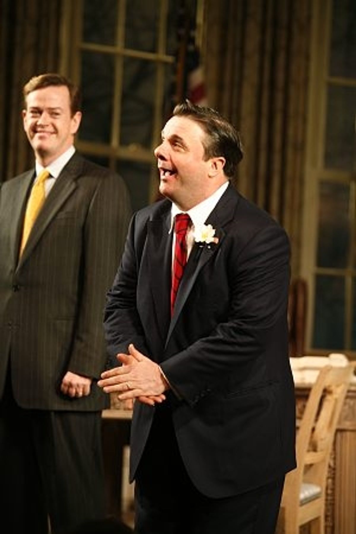 Dylan Baker and Nathan Lane at 'November' Opening Night Curtain Call & Party