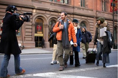 Denis O'Hare talks to the documentary cameras Photo