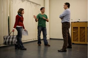 Moises Kaufman with Celia Keenan-Bolger and Steven Pasquale Photo
