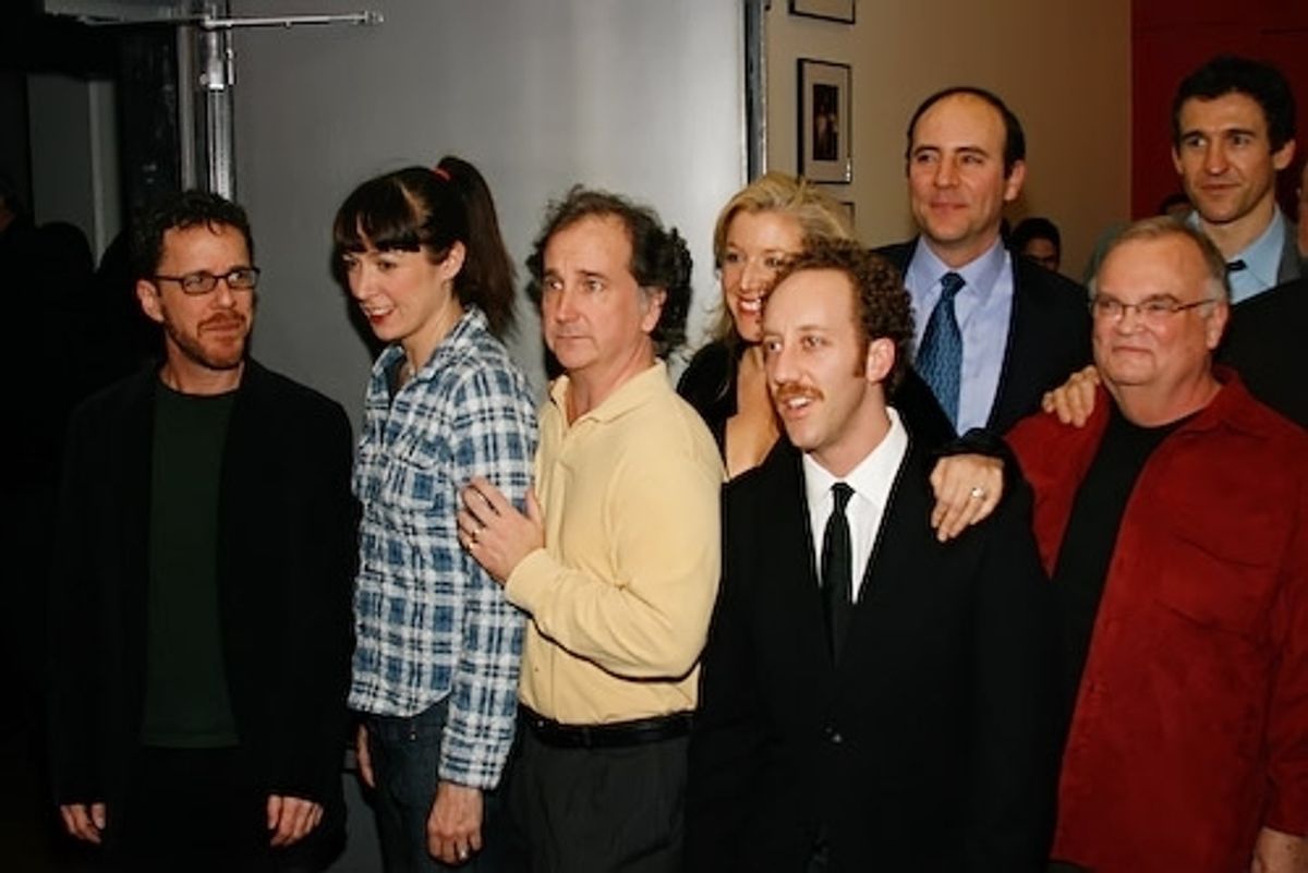 l-r: Ethan Coen, Elizabeth Marvel, Mark Linn Baker, Mary McCann, Joey Slotnick, Jordan Lage, J.R. Horne, and Jonathan Cake at 