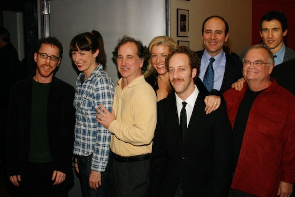 l-r: Playwright Ethan Coen, Elizabeth Marvel, Mark Linn Baker, Mary McCann, Joey Slotnick, Jordan Lage, J.R. Horne, and Jonathan Cake at 